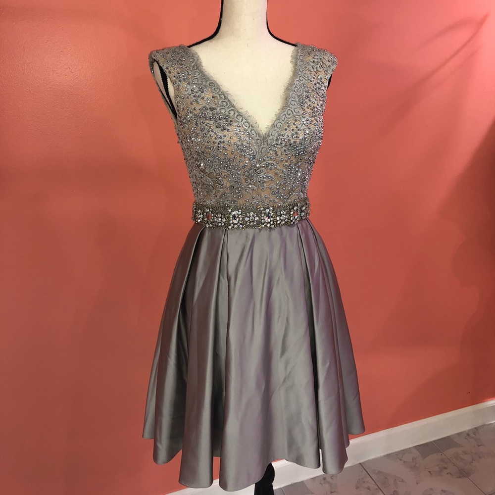 Sliver Jovani Rhinestone Dress✨
